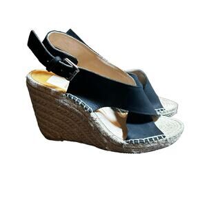 DOLCE VITA SOVAY PLATFORM WEDGE ESPADRILLE SANDALS BLACK SIZE 8